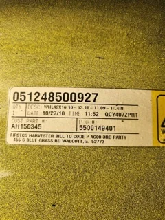 Used 16 x 42 10-13.18-11.09-12.4 JD Yellow Wheel image 2