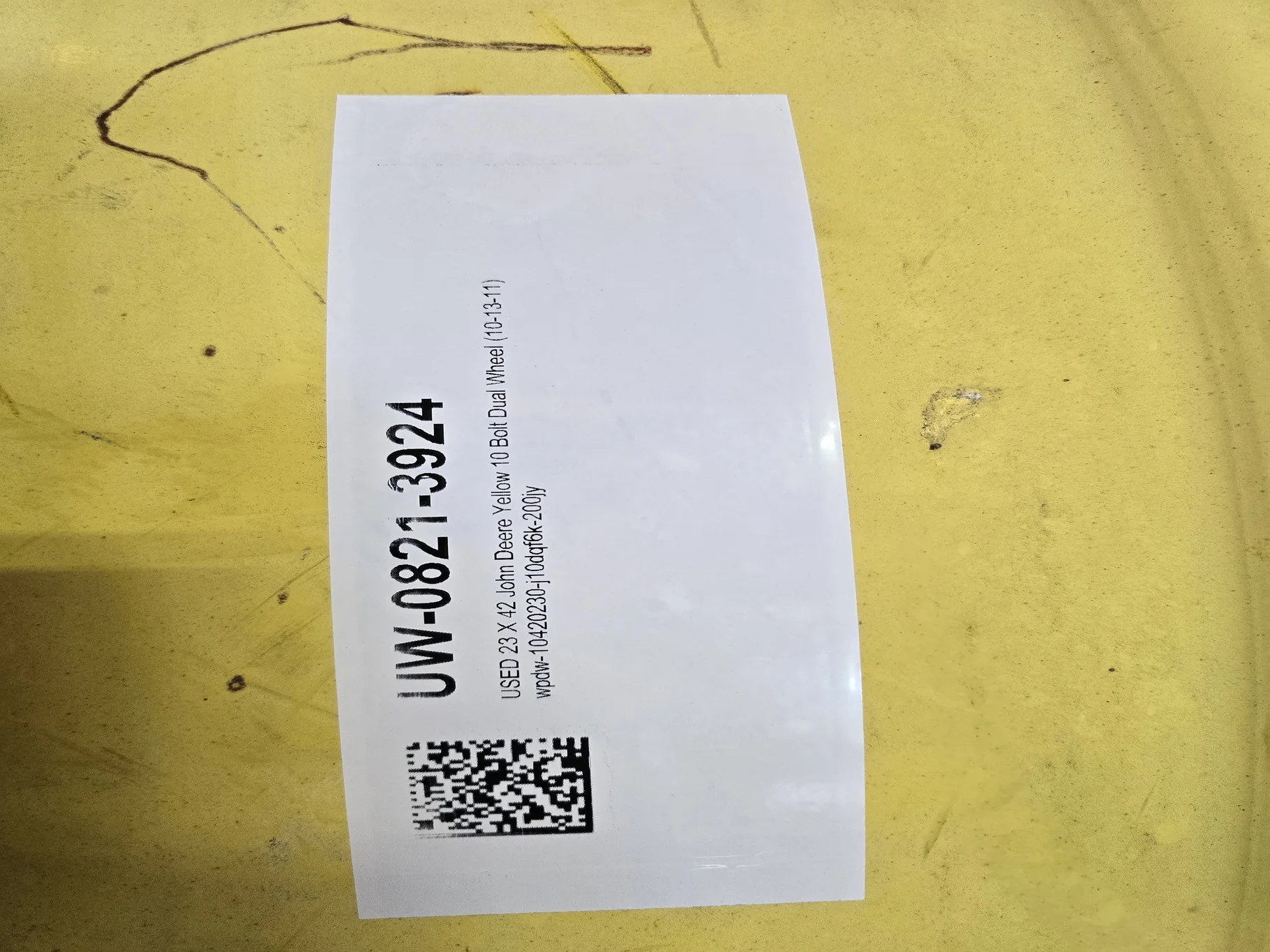 USED 23 X 42 John Deere Yellow 10 Bolt Dual Wheel (10-13-11) image 3