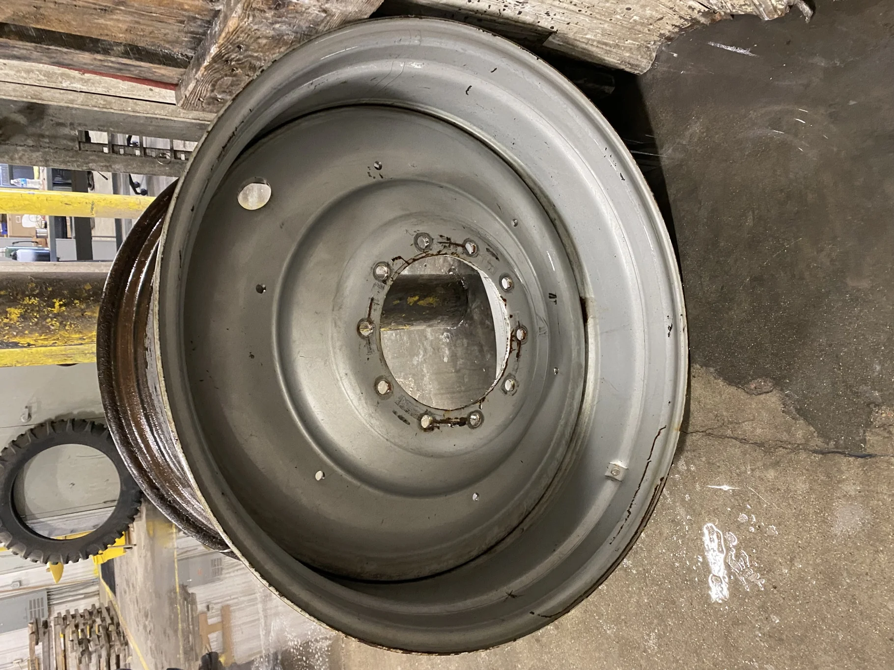 Used 23 X 38 Case IH Silver (10/13-11) Wheel -Heavy scuffs and scratches, heavy bolt hole wear, some