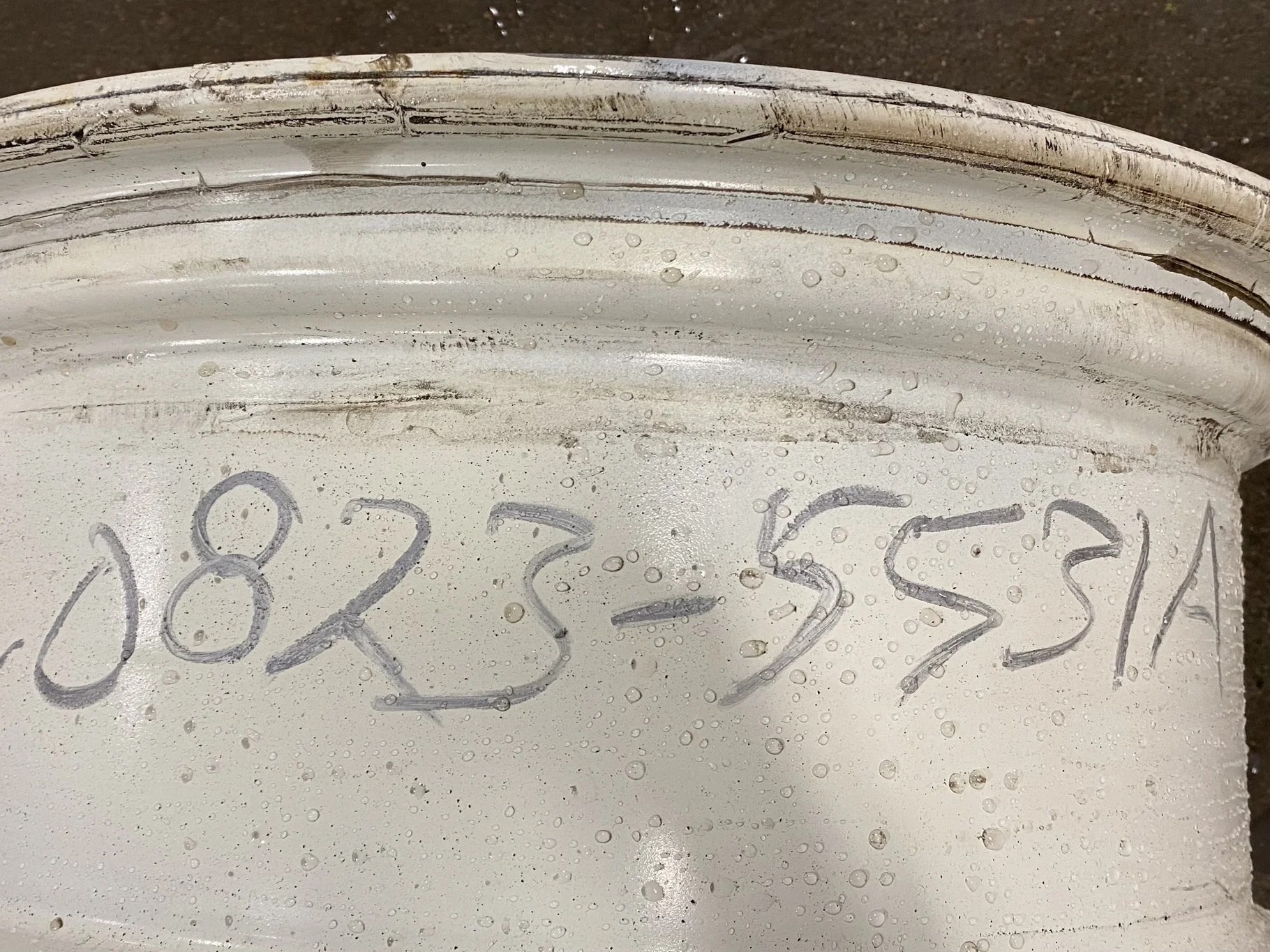 Used 10 X 24 NH White Waffle Wheel (2Bolt) - Good Condition _x000D_
(Scratches, Rust, Bent Flange) image 7