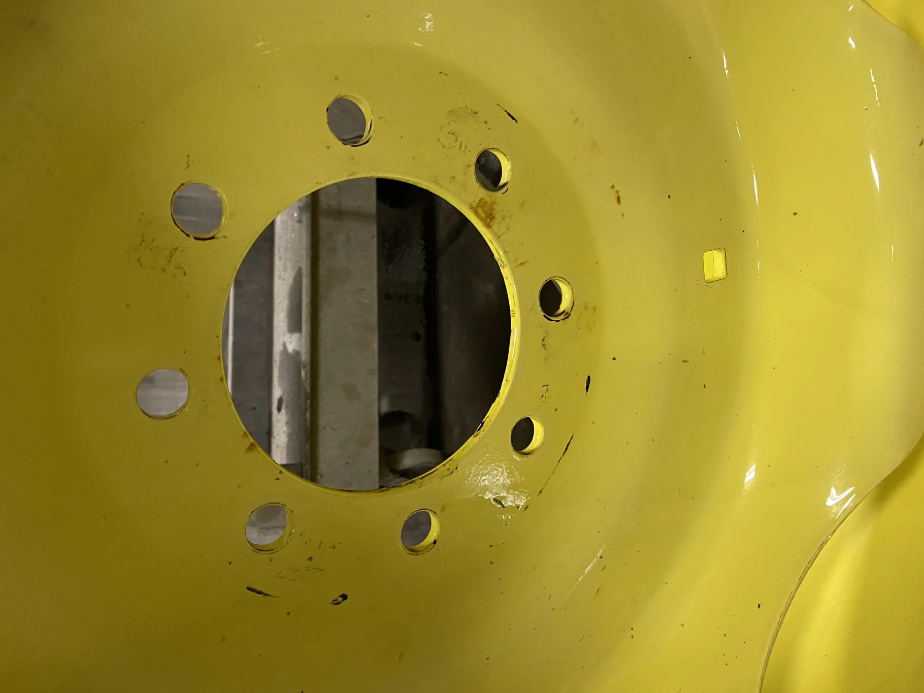 Used 15 X 28 (2 Bolt) JD GKN Rim with 8-8-6 center - Good Condition _x000D_
(Faded Paint, Rust, Scra image 2