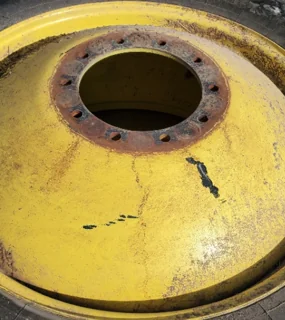 USED 16 X 38 10-13.187-11.07-14.4 (INSIDE) DOLLY DUAL YELLOW WHEEL image 2