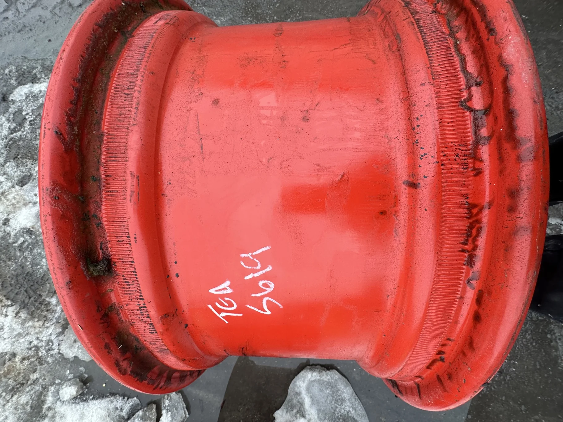 Used 12 X 24 2 Bolt Fendt Red waffle wheel with 8 bolt center (8-10.75-8.625) Scratches, Scuffs. image 2