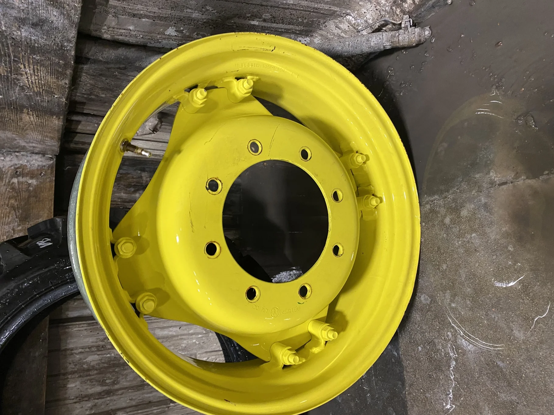Used 8 X 24 John Deere Yellow 8 Bolt (.826) 6 Loop Wheel and Formed Center (8-10.826-8.755) 
(Scratc