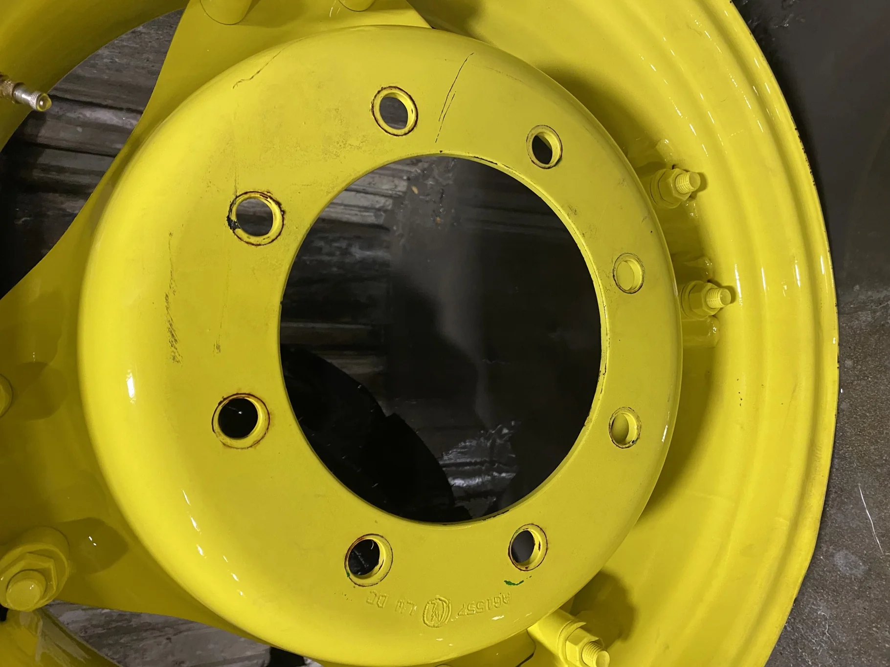 Used 8 X 24 John Deere Yellow 8 Bolt (.826) 6 Loop Wheel and Formed Center (8-10.826-8.755) 
(Scratc image 2
