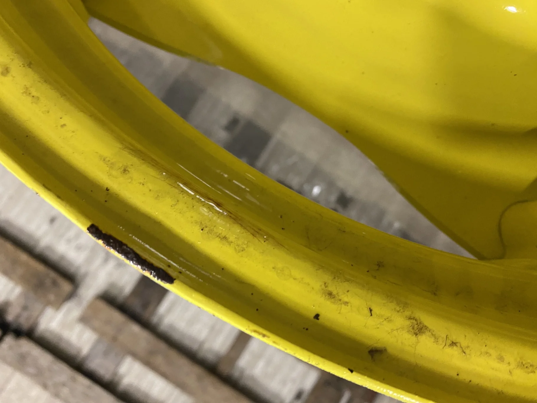Used 8 X 24 John Deere Yellow 8 Bolt (.826) 6 Loop Wheel and Formed Center (8-10.826-8.755) 
(Scratc image 8
