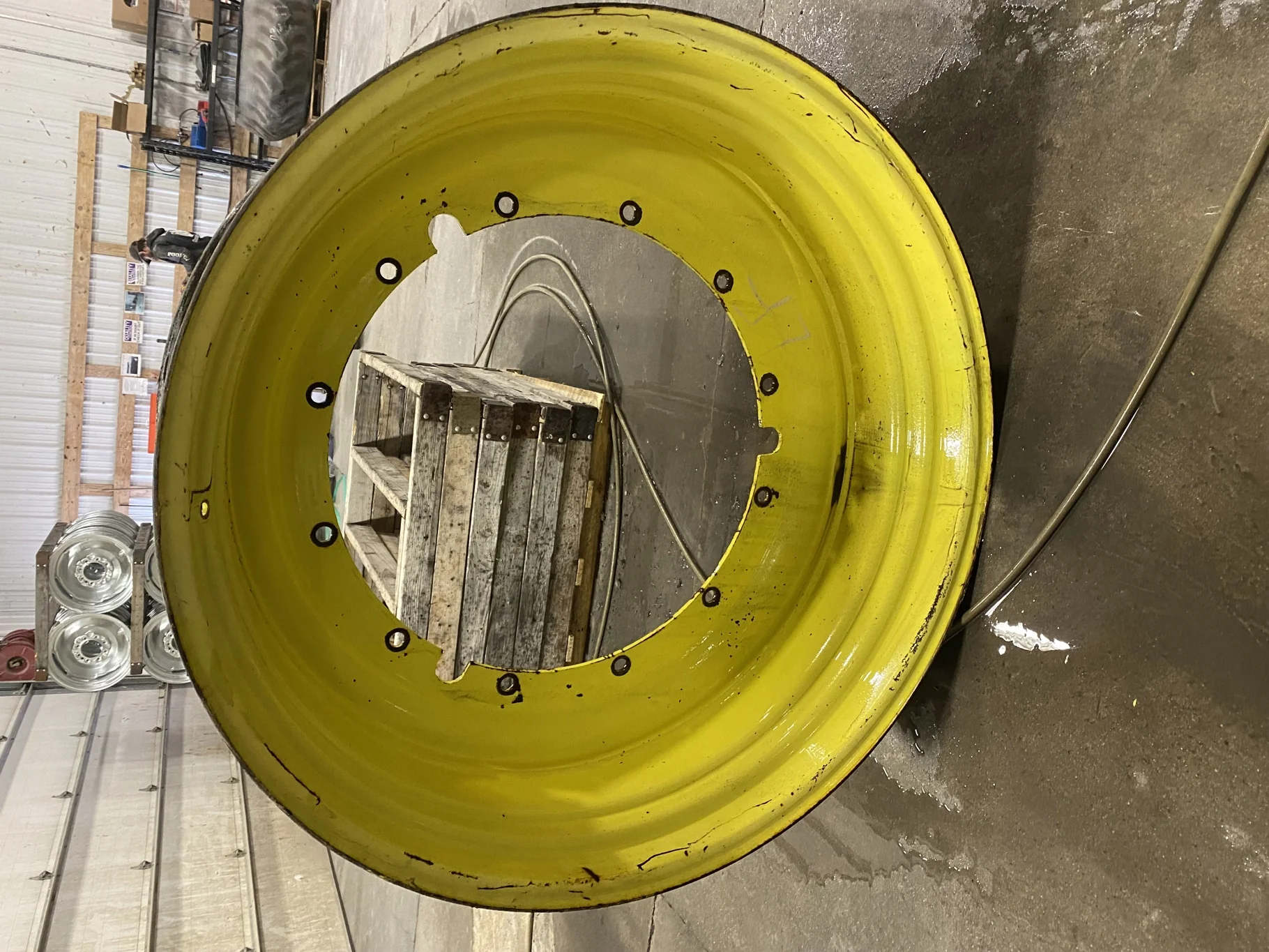 Used 20 X 46 John Deere Yellow 12 Bolt Sprayer Stub Disc (12-32.047-30.17) 2.12 inset (scratches, ga image 2