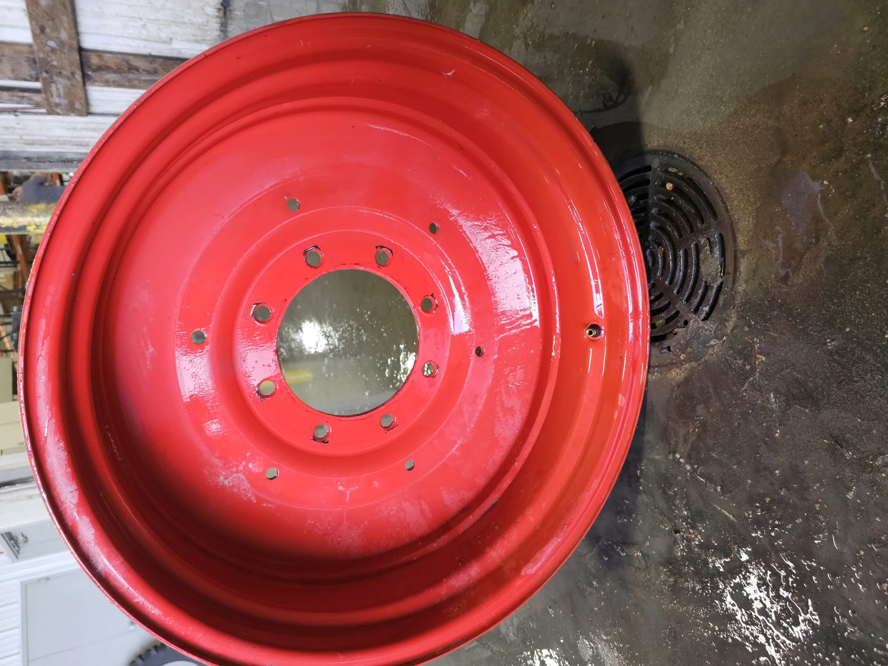 Used 15 X 28 8 Bolt (large 8) Fendt Red Formed Plate Wheel - There is not a Wheel Stamp on these  _x