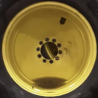 Used 18 X 38 John Deere Yellow 10 Bolt Outside Dolly Dual Wheel (10-12-9.5) - Good Condition image 2