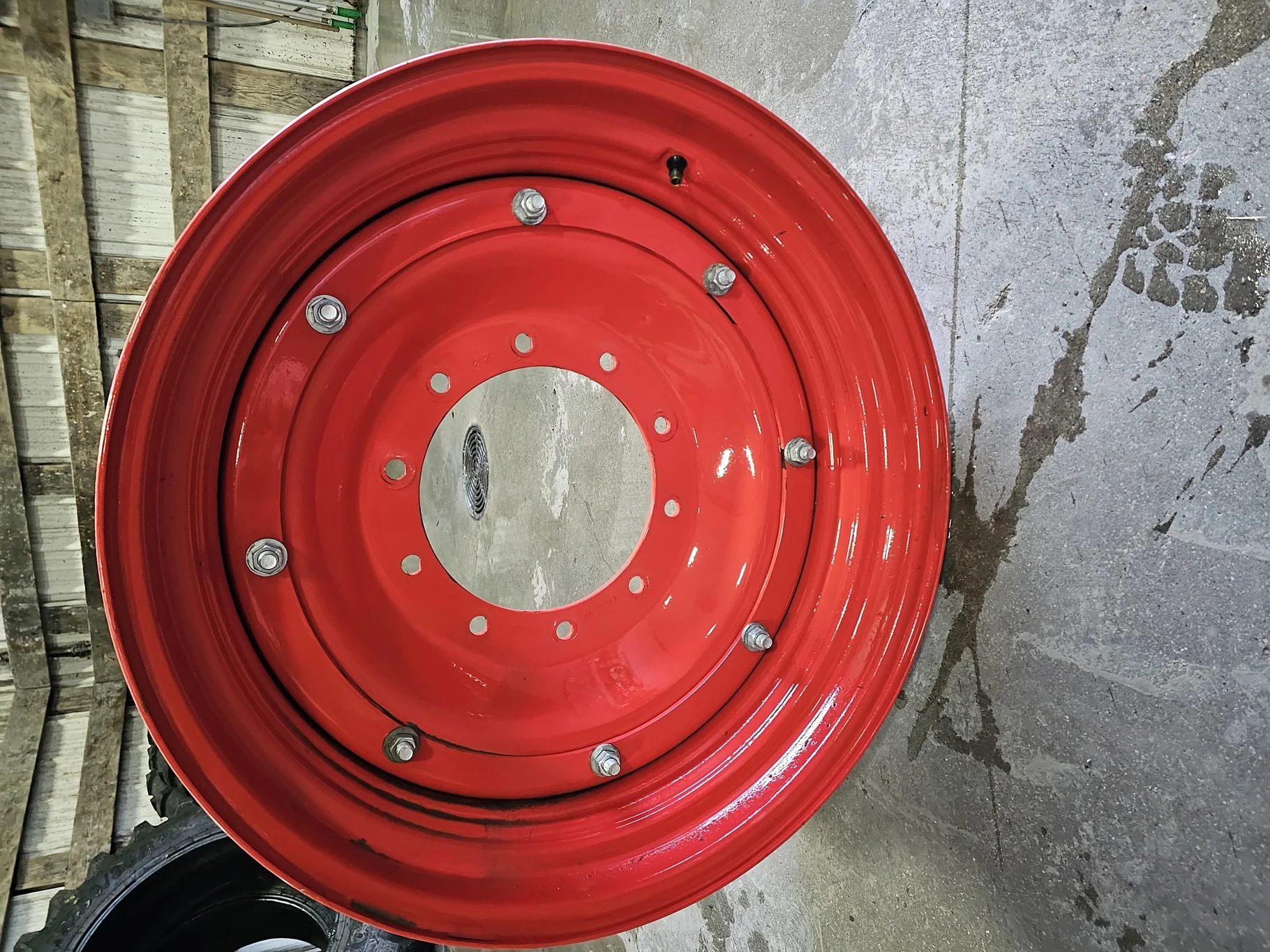 Used 13 X 30 Fendt Red stub disc  Wheels and 10 Bolt Centers with Trelleborg stamp (Scratches, Missi image 2