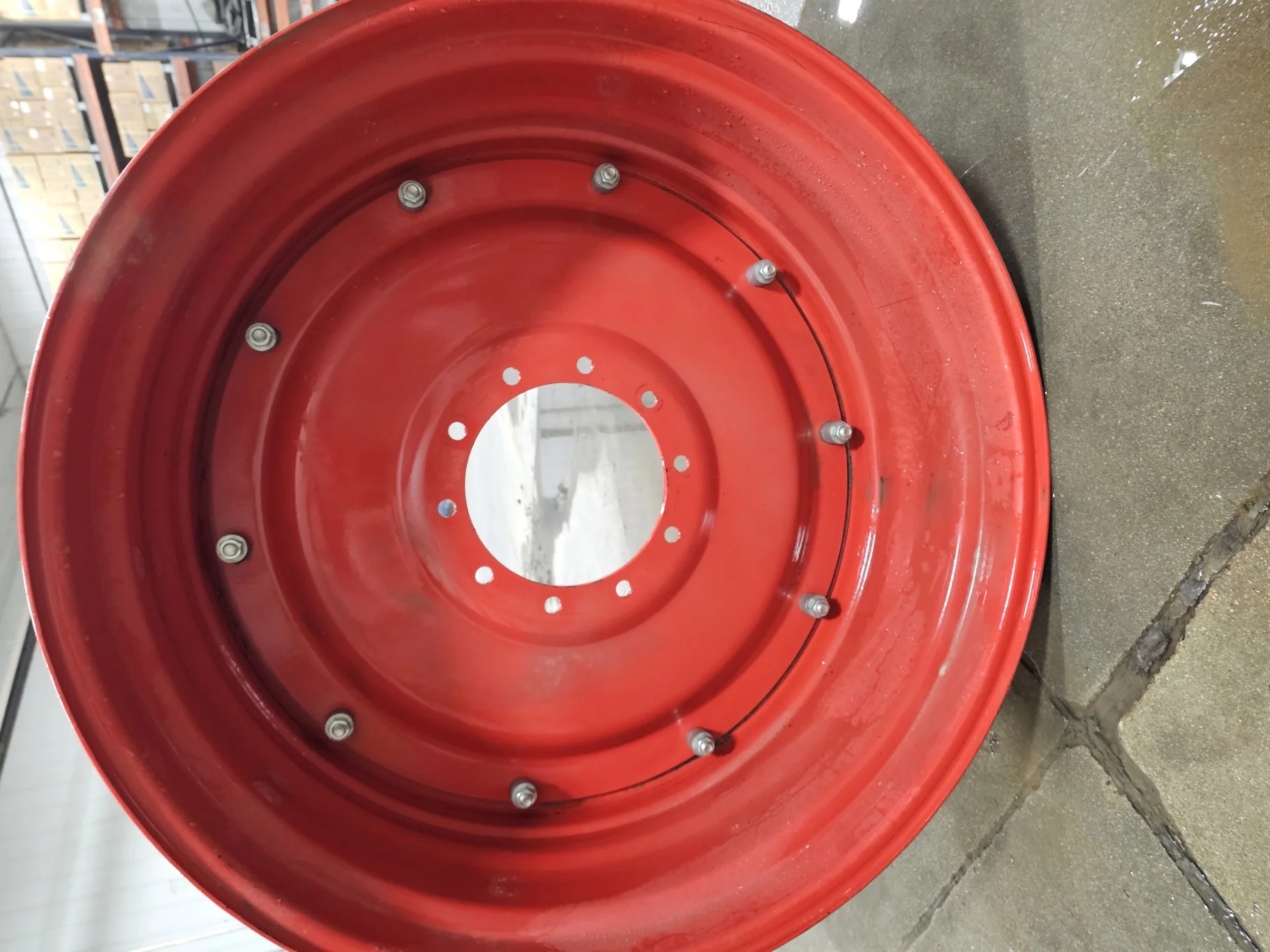 Used 16 X 42 Fendt Red Trelleborg Wheels and 10 Bolt Centers (Scratches) image 4