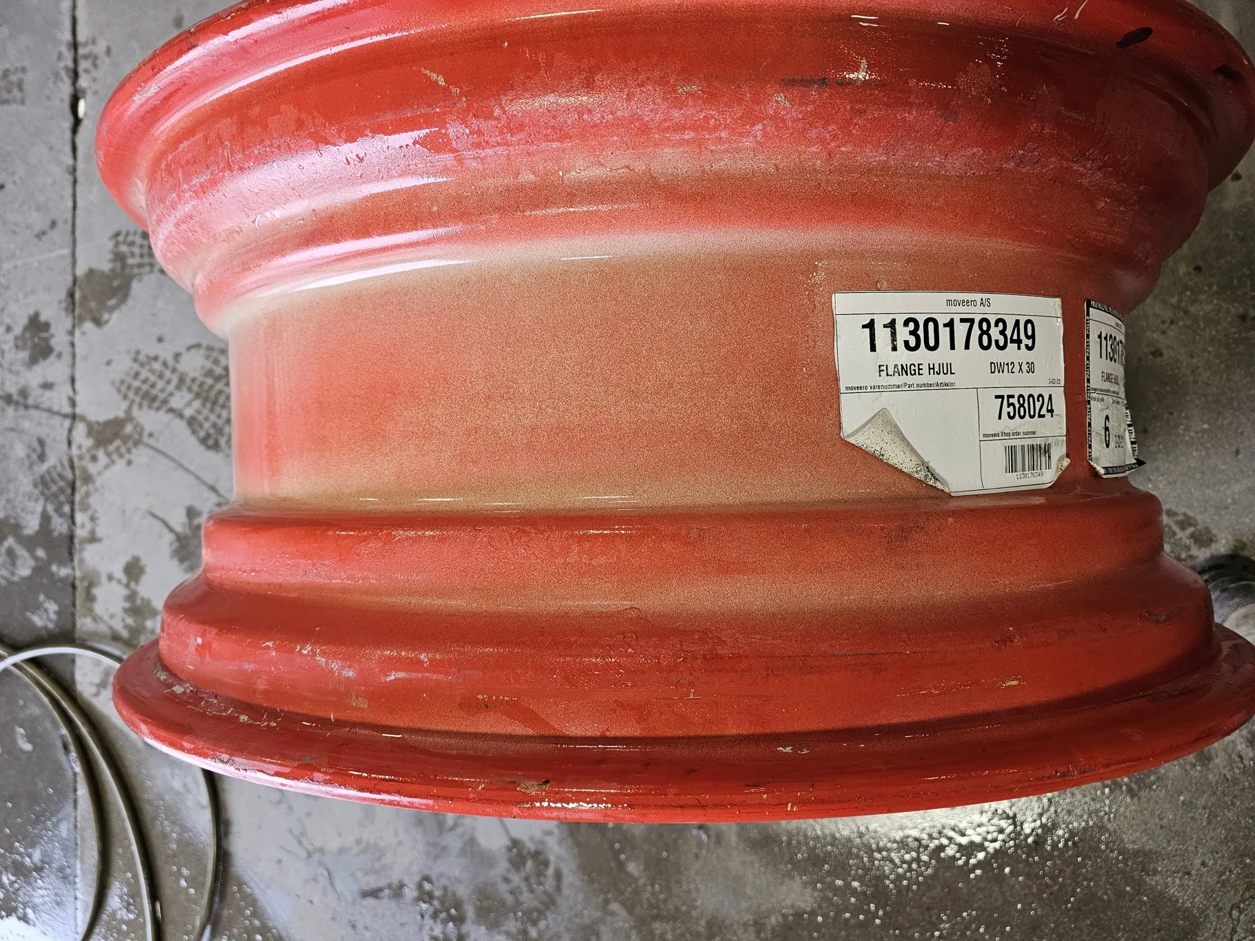 Used 12 X 30 Fendt Red GKN style 8 Bolt wheels (8-10.75-8.75) (scratches) image 3