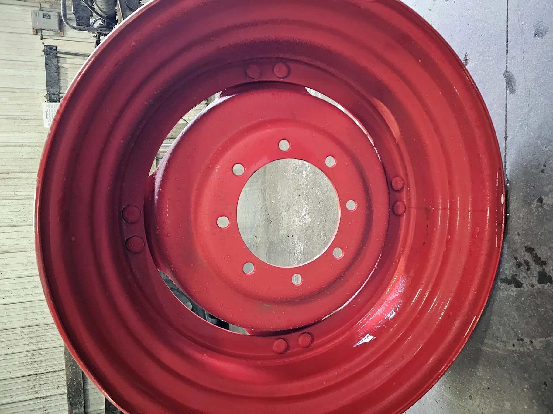 Used 12 X 30 Fendt Red GKN style 8 Bolt wheels (8-10.75-8.75) (scratches) image 4