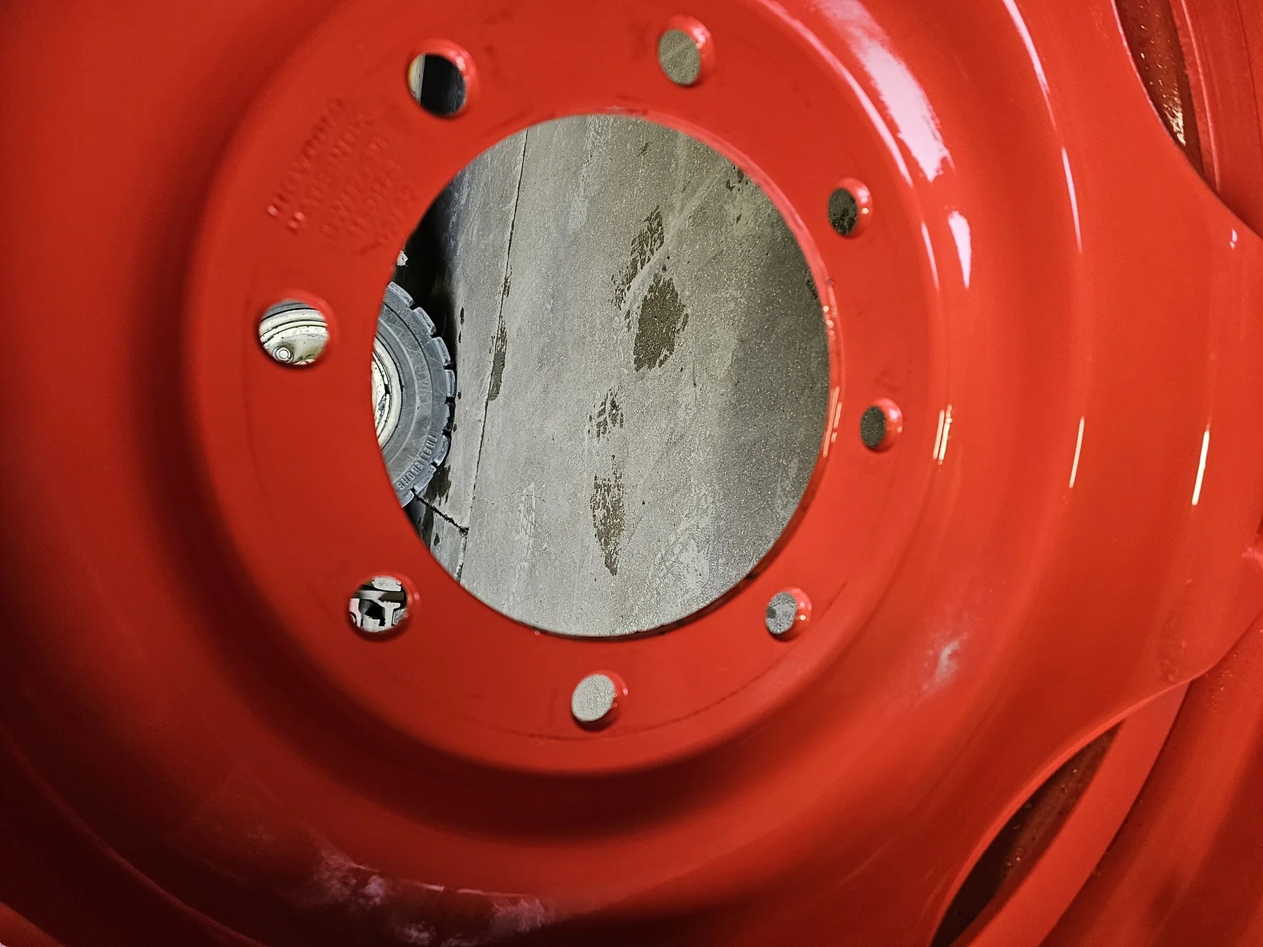 Used 12 X 30 Fendt Red GKN style 8 Bolt wheels (8-10.75-8.75) (scratches) image 5