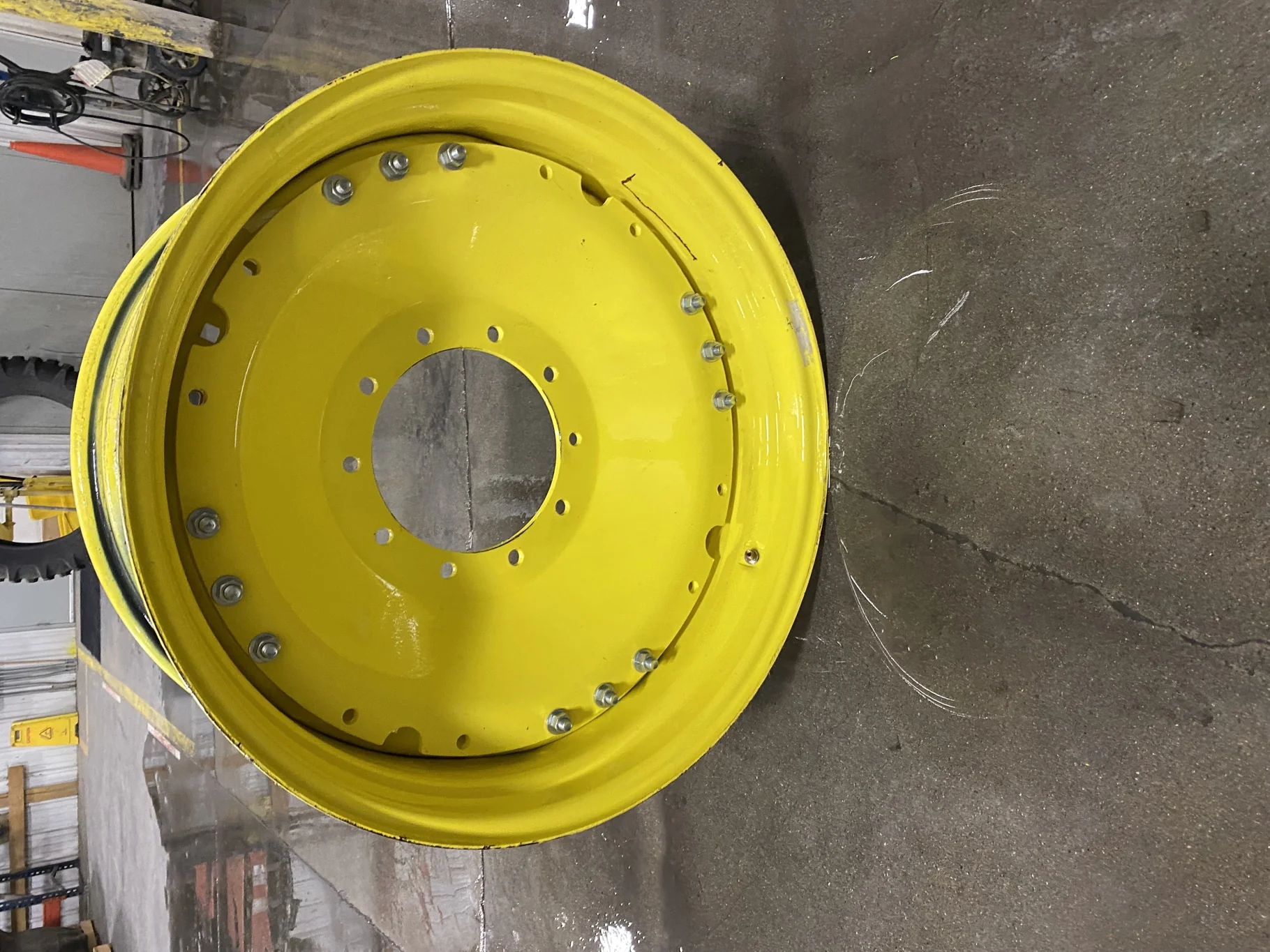 Used 15 X 34 JD Yellow Waffle Wheel3 Bolt 24-29.25 9.375" BS with 34" DISC (10-13.189-11.09) 4" Draw