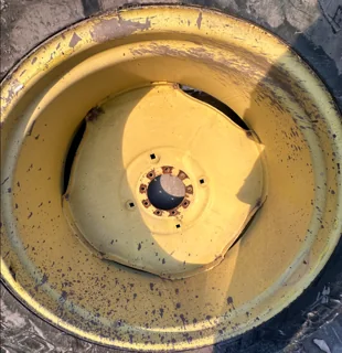 Used 16 x 38 John Deere Yellow 9 Bolt Formed Plate Wheel (9-9.25-7.625) - Fair Condition  (Scratches image 3