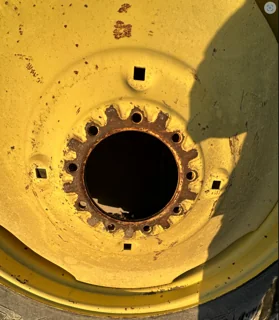 Used 16 x 38 John Deere Yellow 9 Bolt Formed Plate Wheel (9-9.25-7.625) - Fair Condition  (Scratches image 5