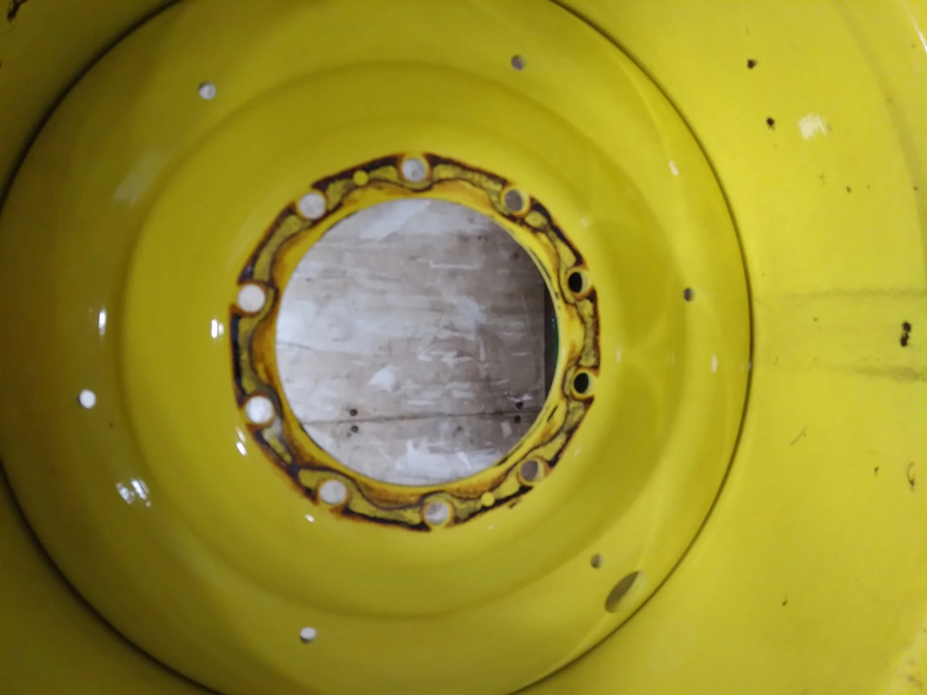 Used 27 X 38 John Deere Yellow Large 10 Bolt Rims image 2