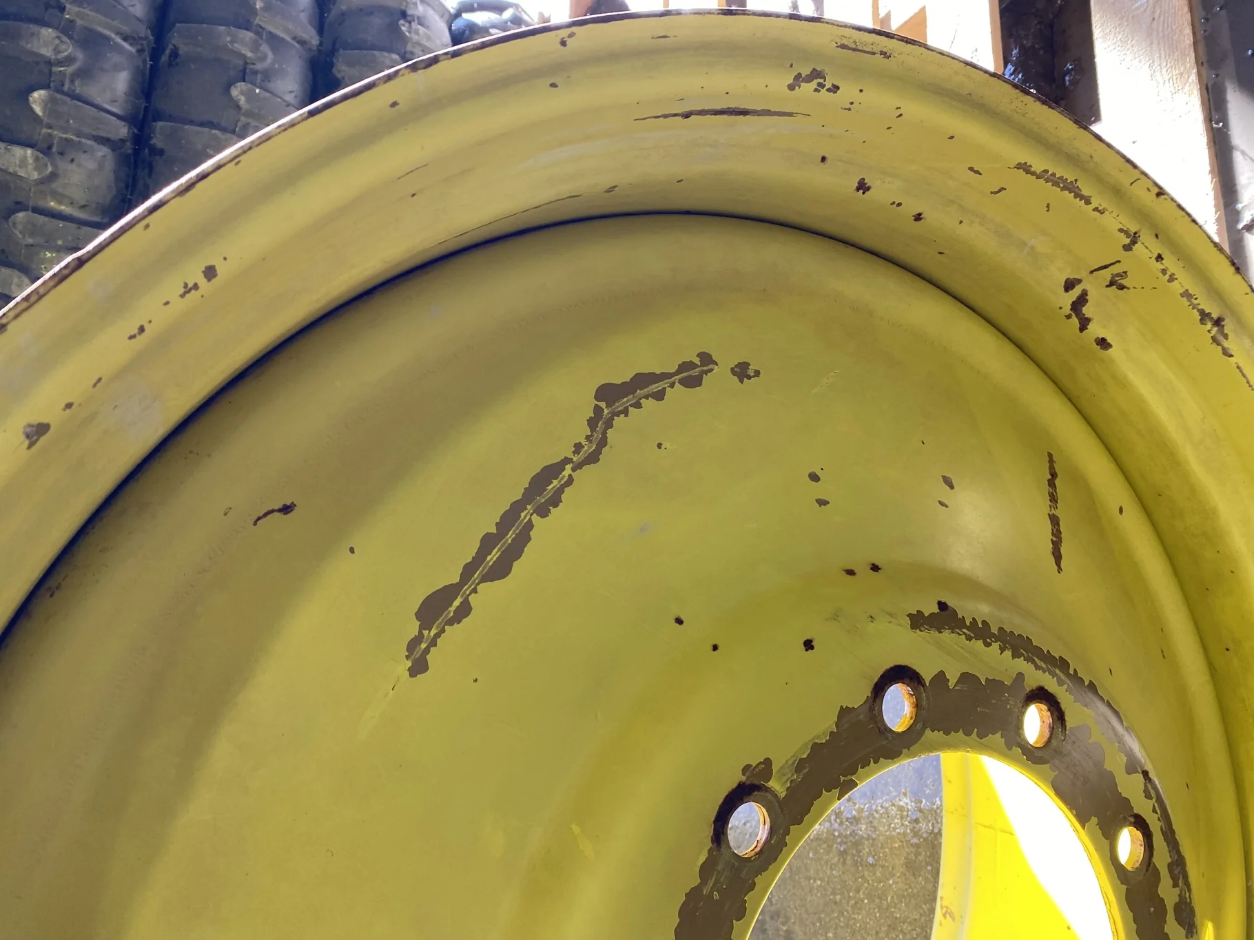 Used 18 X 38 John Deere Yellow 10 Bolt (.906) Dual (10-13.187-11.080) 24.5" FS Scratches image 5
