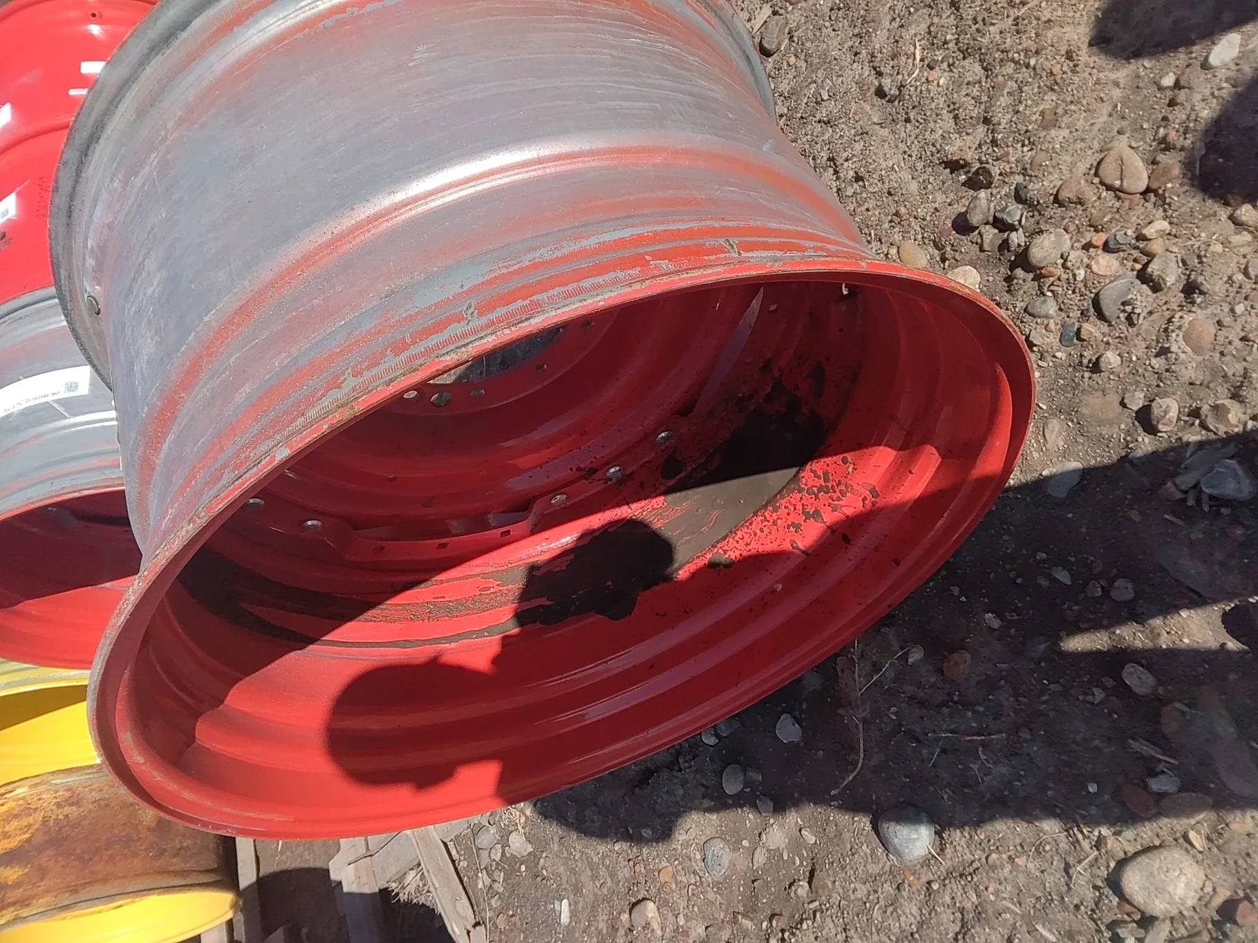 Used 23 X 38 Fendt Red 12-16.732-14.62 Waffle Wheel and Center image 4