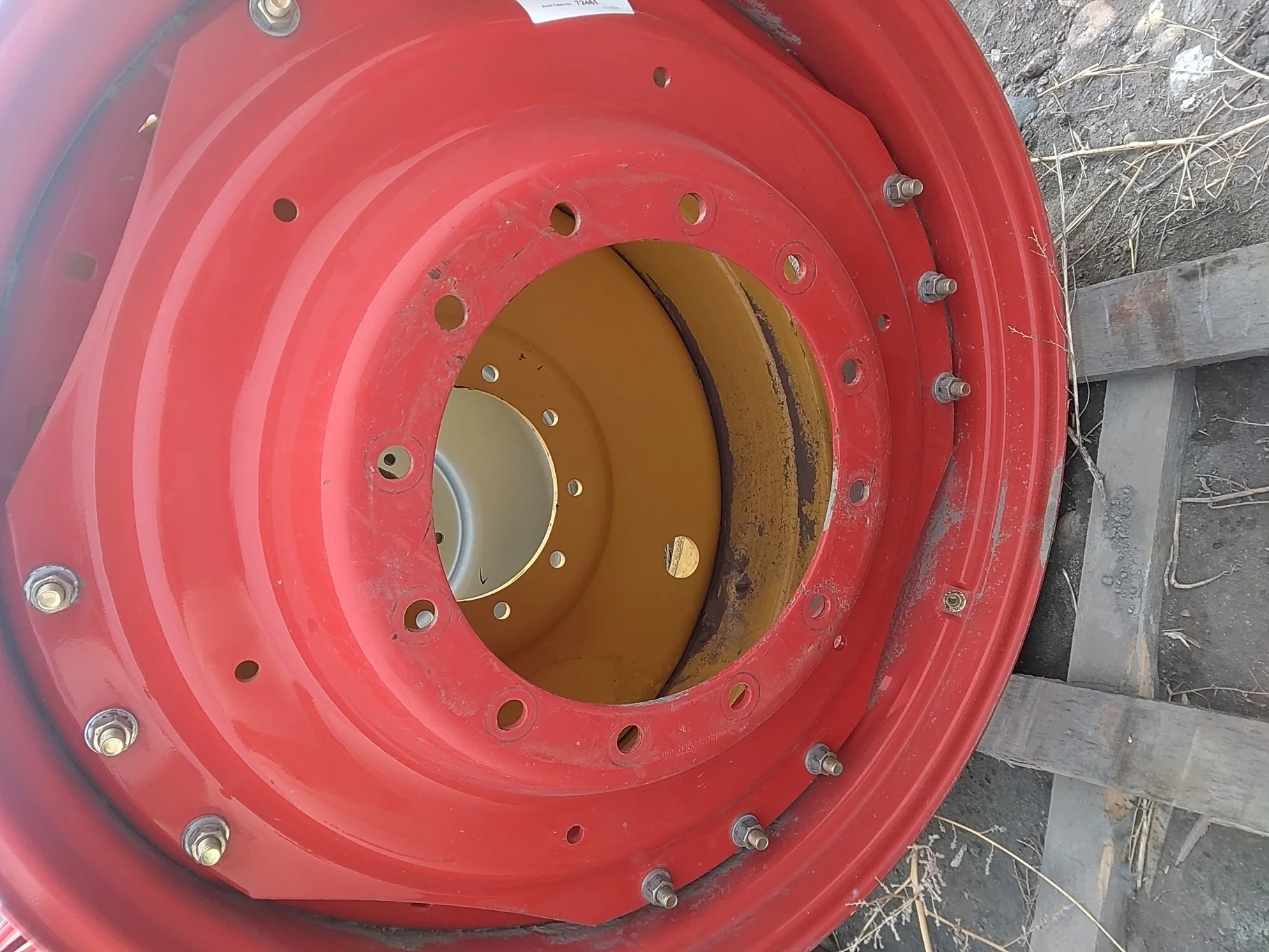 Used 12 X 38 Fendt Red 3 Bolt Waffle Wheel 12 Bolt (.906) Waffle Center (12-16.732-14.620) 4" image 7