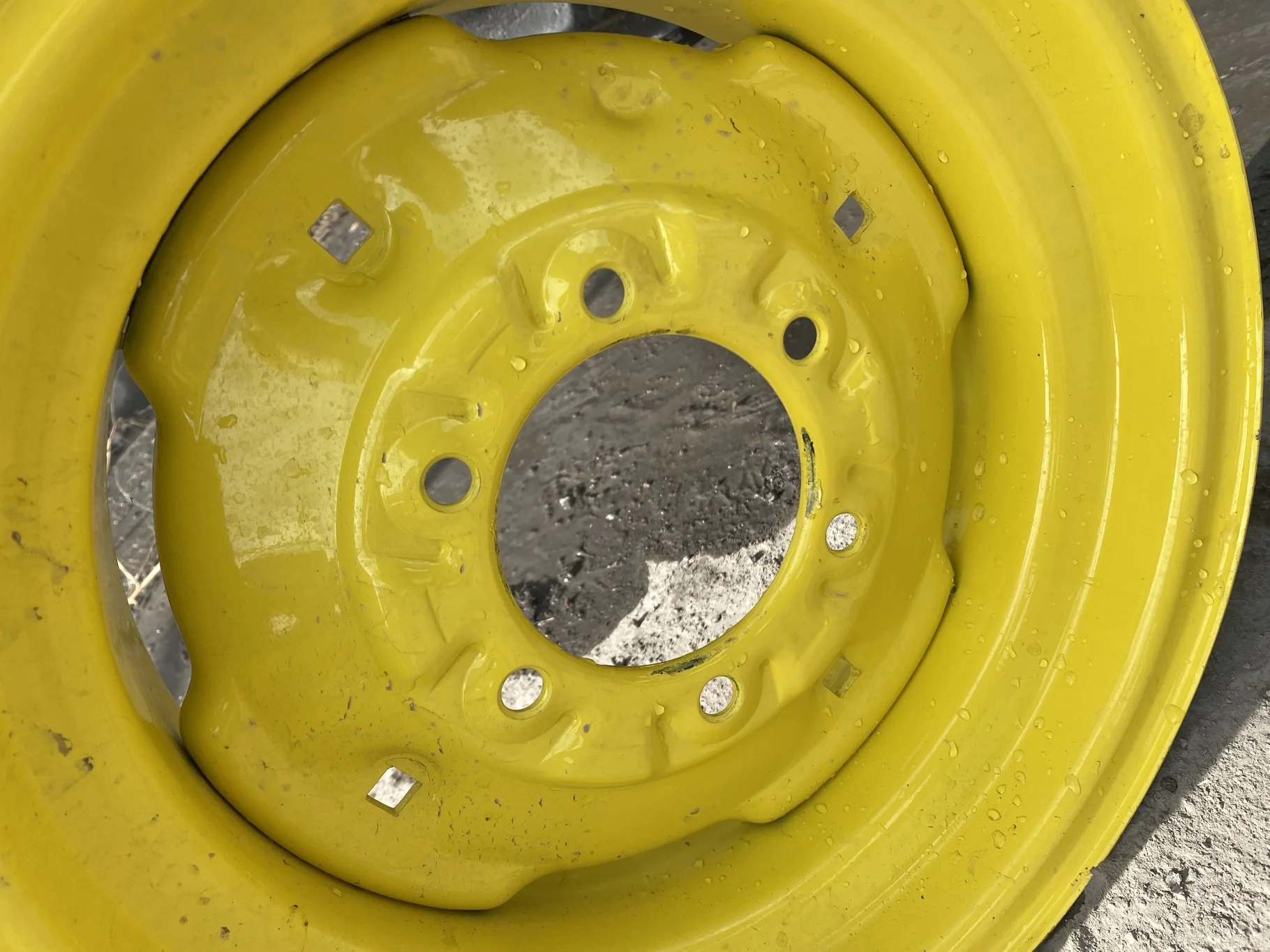 Used 6 X 16 John Deere Yellow 6 bolt Implement Wheel (6-6-4.625) 4.2" BS (scratches) image 3