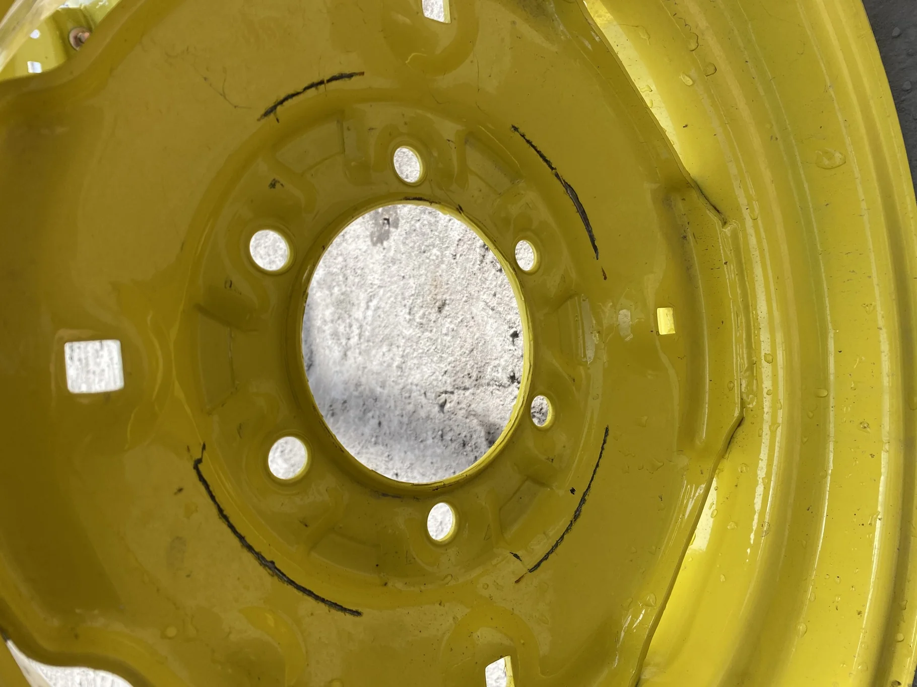 Used 6 X 16 John Deere Yellow 6 bolt Implement Wheel (6-6-4.625) 4.2" BS (scratches) image 4