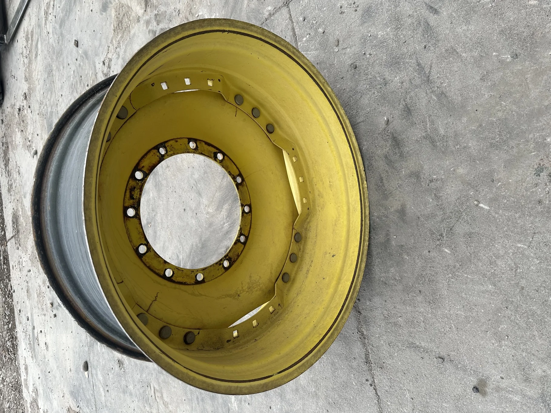 Used 13 X 34 JD 3 Bolt Waffle Wheel with 12 Bolt Center (Faded Paint, Rust Spots) image 3
