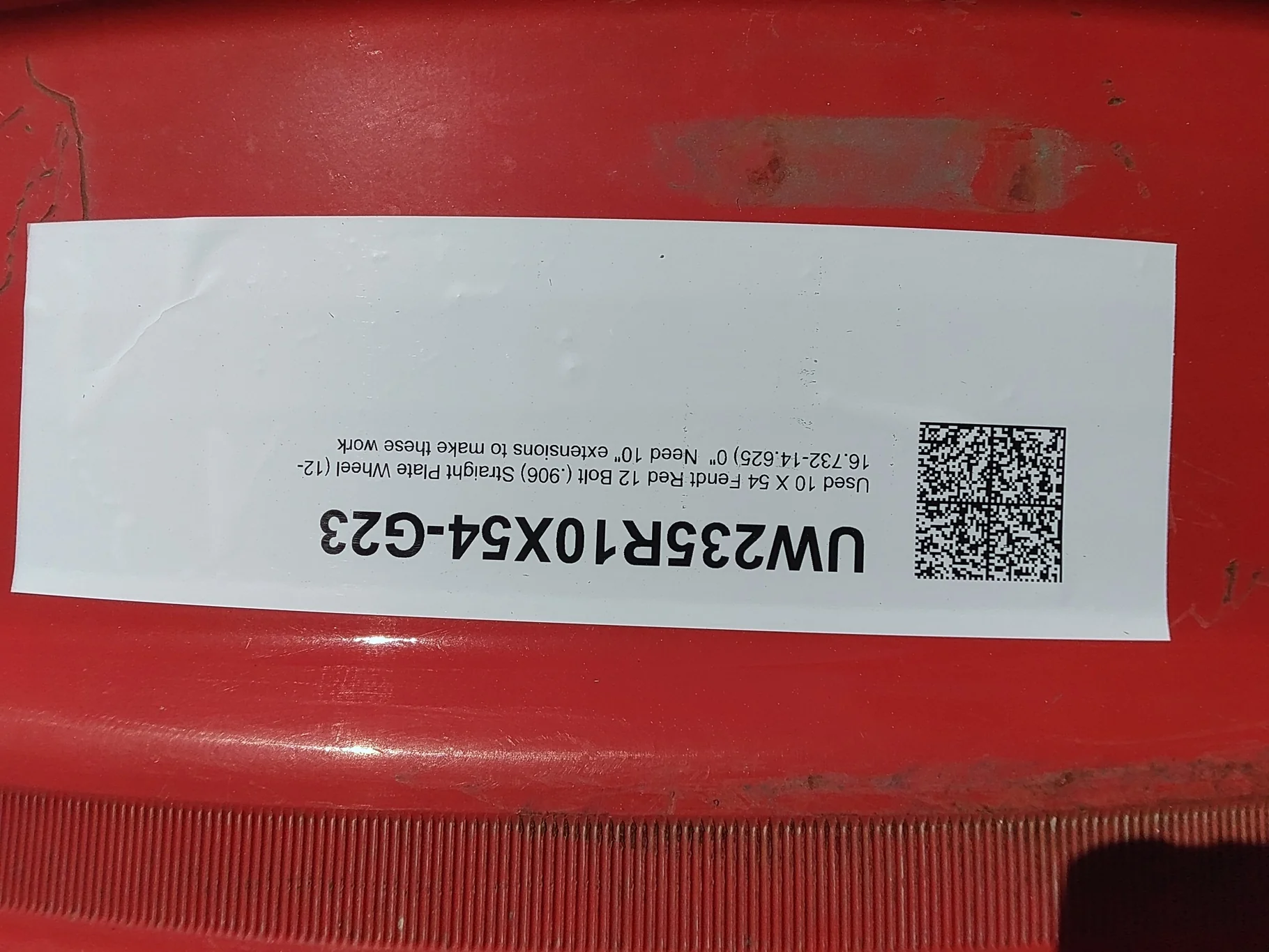 Used 10 X 54 Fendt Red 12 Bolt (.906) Straight Plate Wheel (12-16.732-14.625) 0" image 2