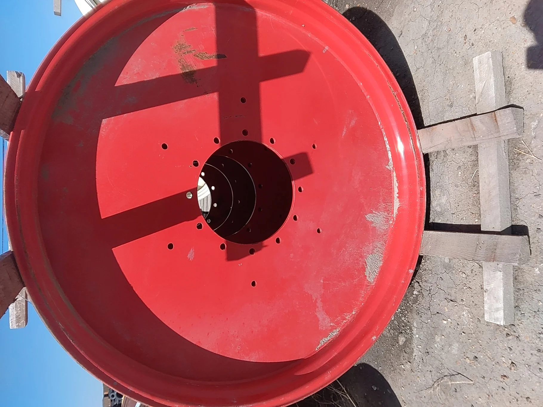 Used 10 X 54 Fendt Red 12 Bolt (.906) Straight Plate Wheel (12-16.732-14.625) 0" image 3