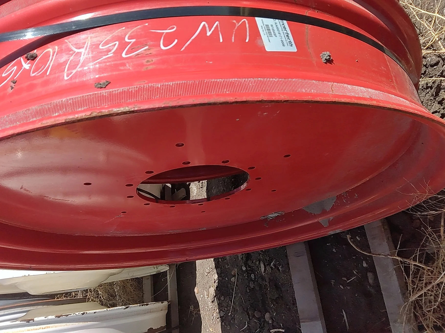 Used 10 X 54 Fendt Red 12 Bolt (.906) Straight Plate Wheel (12-16.732-14.625) 0" image 5