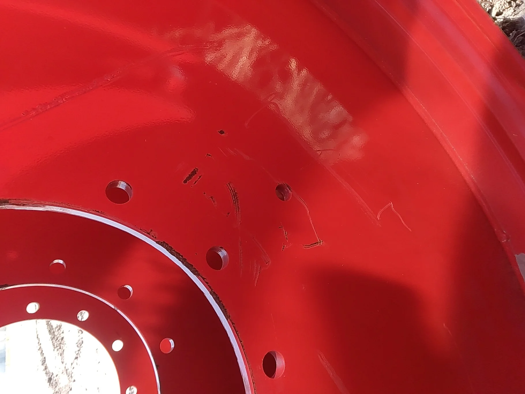 Used 10 X 54 Fendt Red 12 Bolt (.906) Straight Plate Wheel (12-16.732-14.625) 0" image 7