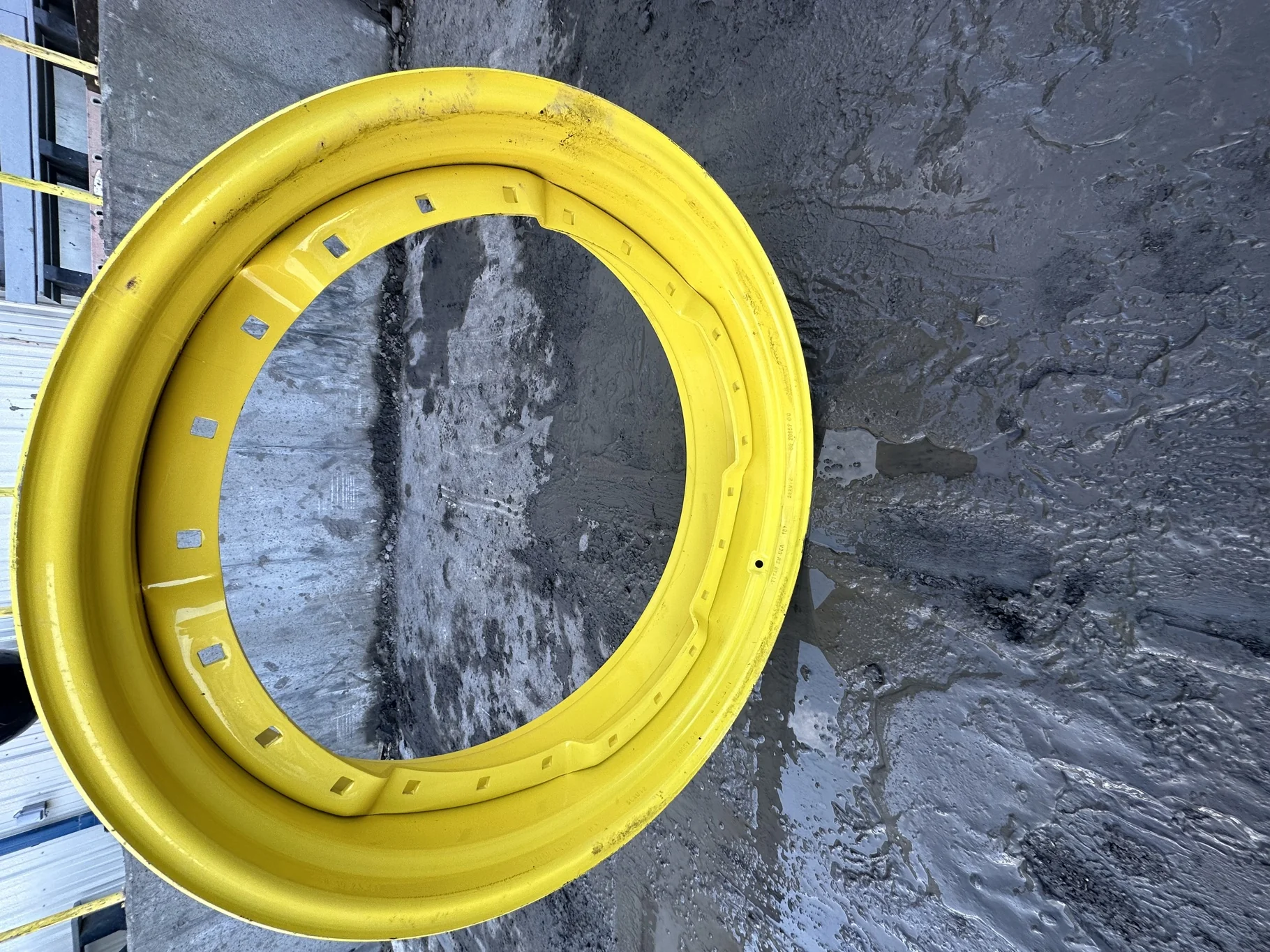 Used 12 X 38 3 Bolt Waffle JD Yellow Wheel