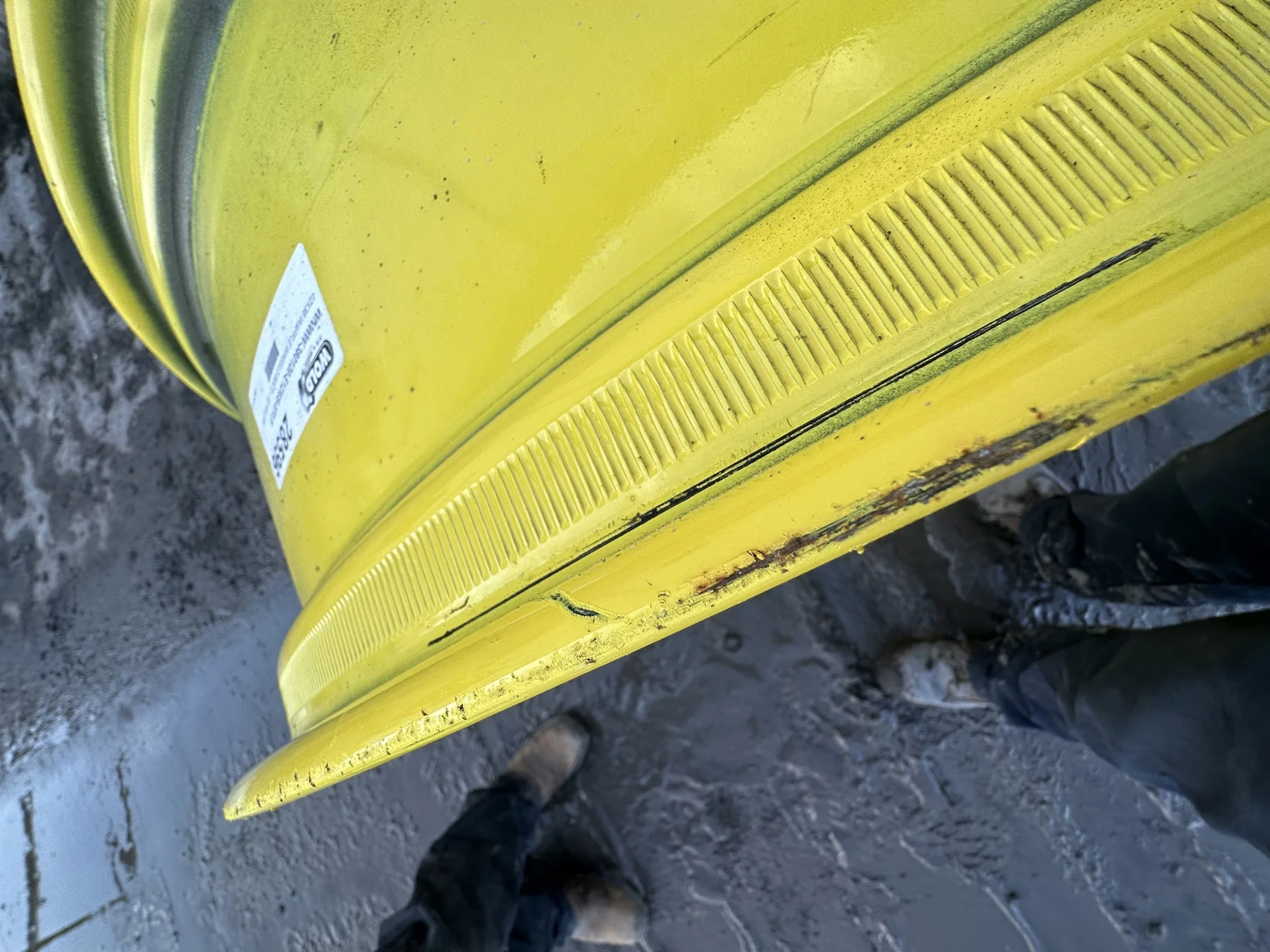 Used 12 X 38 3 Bolt Waffle JD Yellow Wheel image 4
