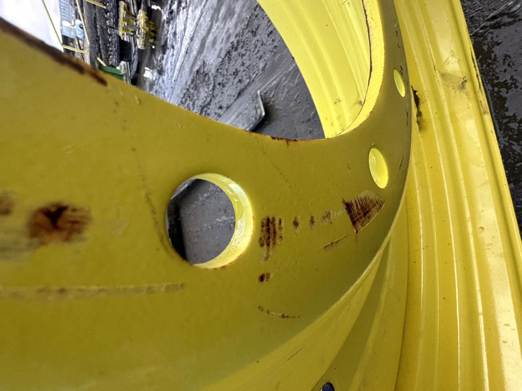 Used 15 X 50 JD yellow 10 Bolt Dual Wheel 10-13-11 ( Rust Spots, Scratches) image 6