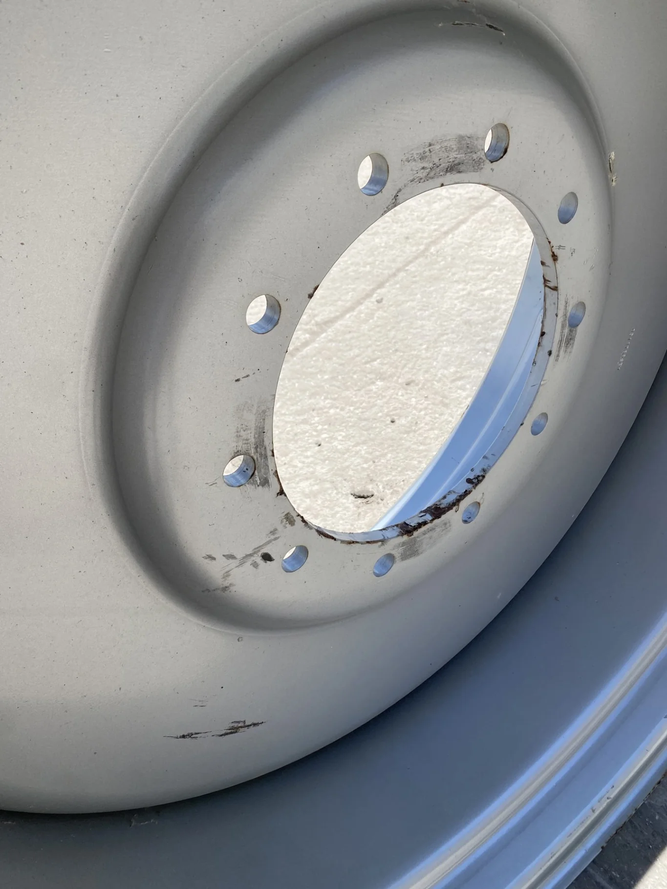 Used 18 X 38 (10-13-11) CIH Silver Wheel  (Gashes; rust; Chipped paint) image 6