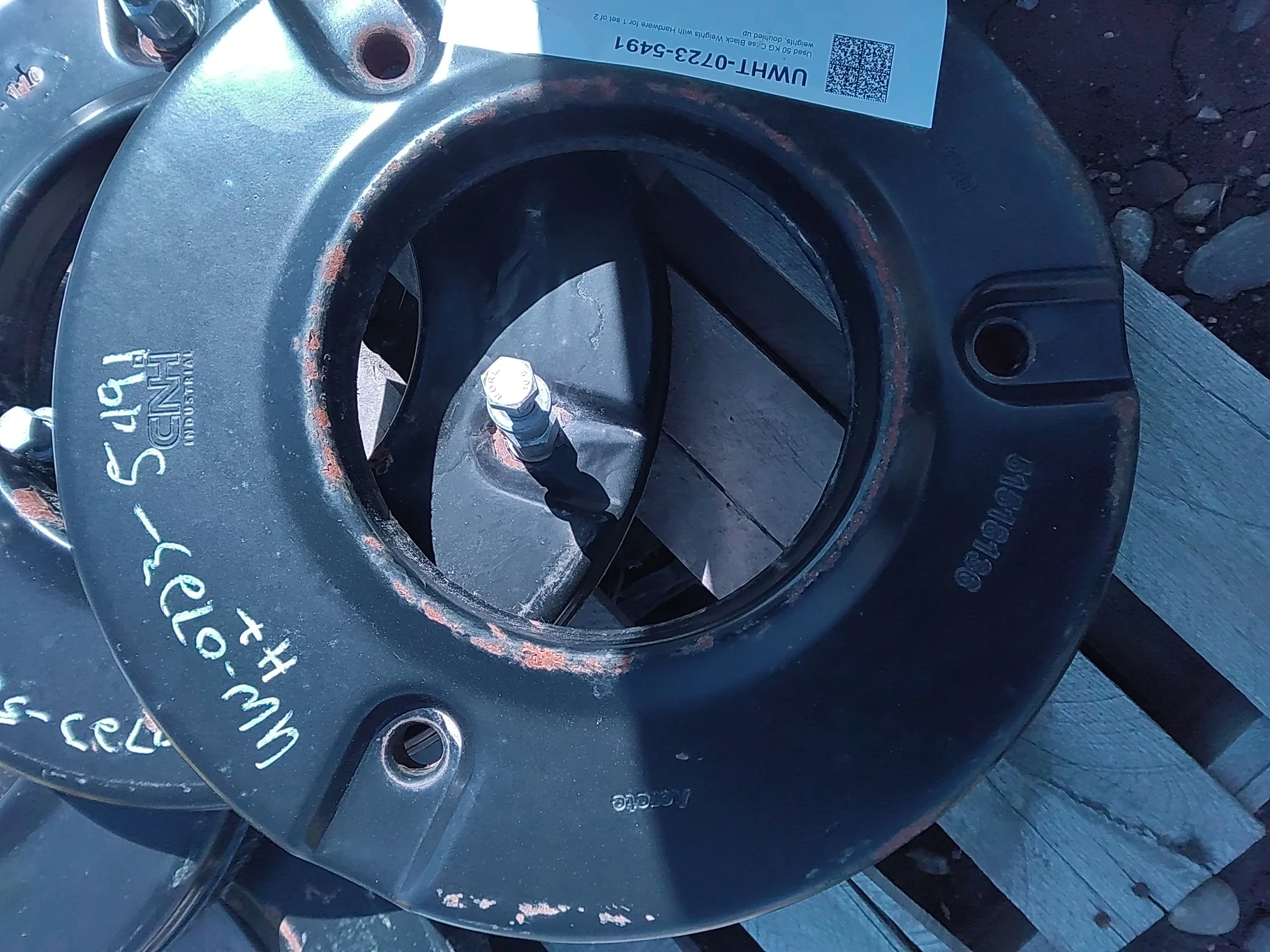 Used 50 KG Case Black Weights with Hardware for 1 set of 2 weights, doubled up image 2